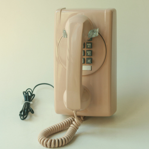 vintage pink BEIGE button wall phone