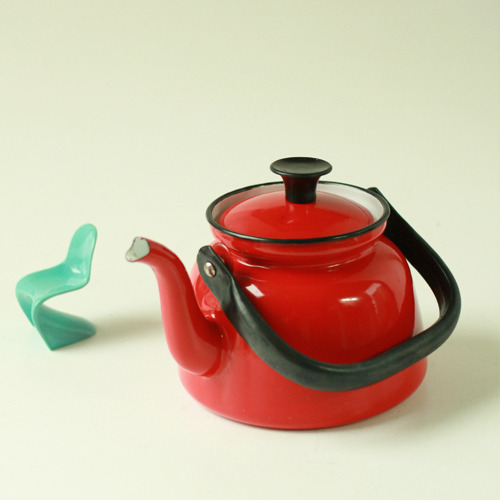             vintage modern red kettle  