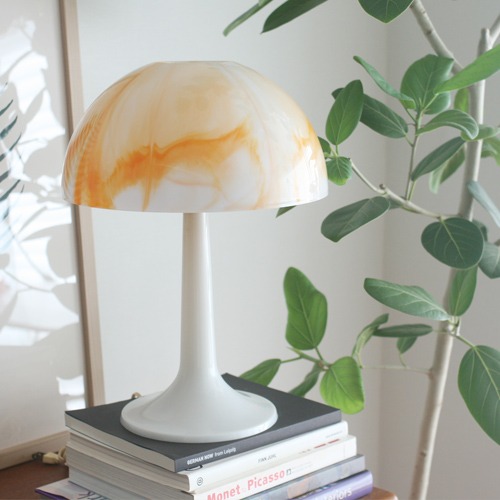 vintage orange marbled mushroom lamp