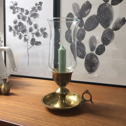 vintage Brass &amp; GLASS candle holder