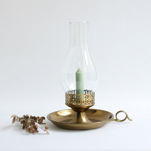 vintage Brass &amp; GLASS candle holder 