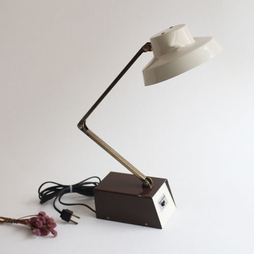 vintage beige &amp; brown desk lamp 
