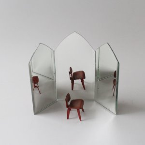 vintage triple folding mirror
