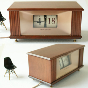             vintage GE wood flip clock  