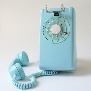 vintage baby blue dial wall phone 