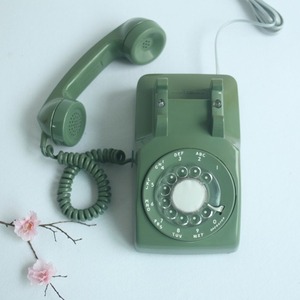             vintage green rotary telephone 