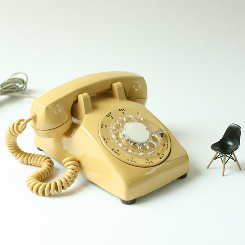 vintage gold yellow rotary desk phone