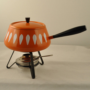            vintage Orange cathrineholm fondue pot Set  