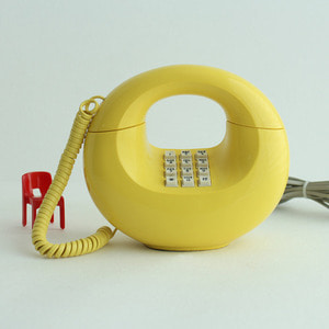 빈티지 옐로우 도넛 전화기 